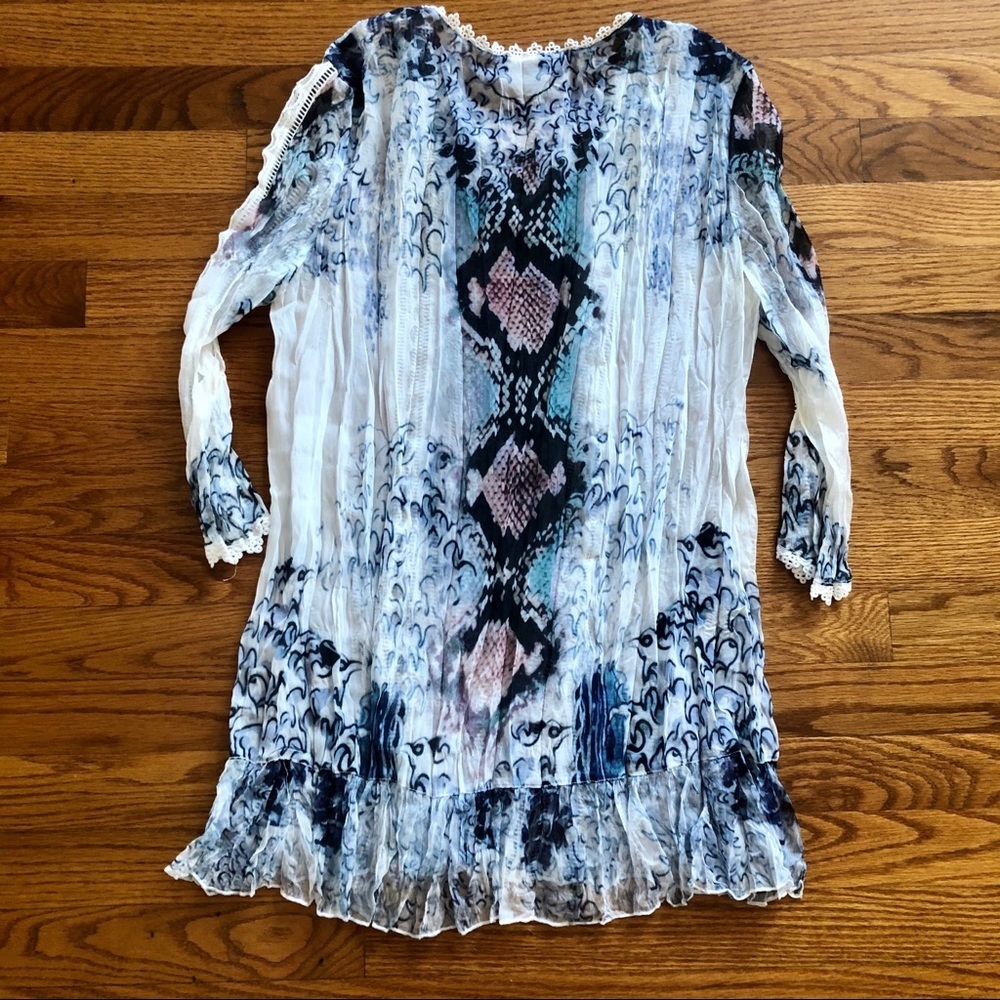 Alberto Makali boho chic accordion 3/4 sleeve Top size Small - Picture 8 of 8